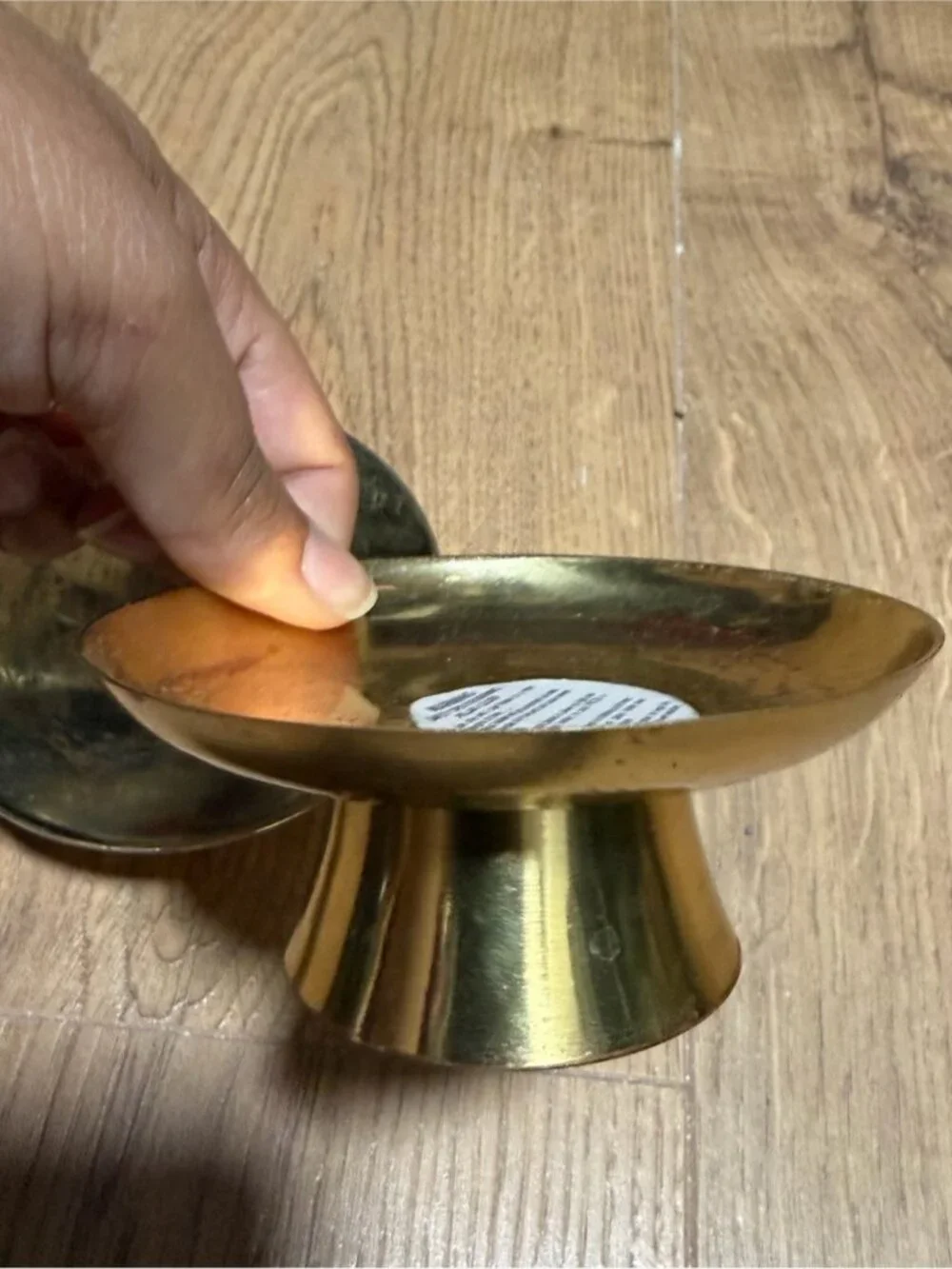 Vintage Hong Kong Brass Chamberstick Candle Holder Pair – Finger Loop & Cup Hold